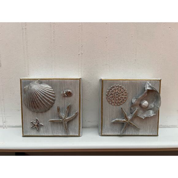 Handmade Seashell Canvas Art – Coastal Decor with a Modern Twist! - Picture 1 of 2